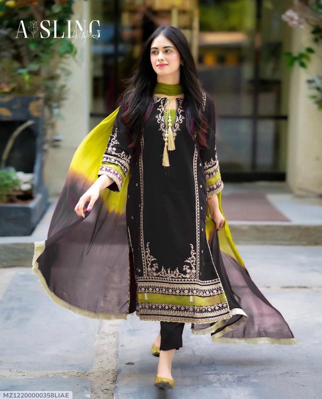 3Pcs Women's Unstitched Embroidered Suit