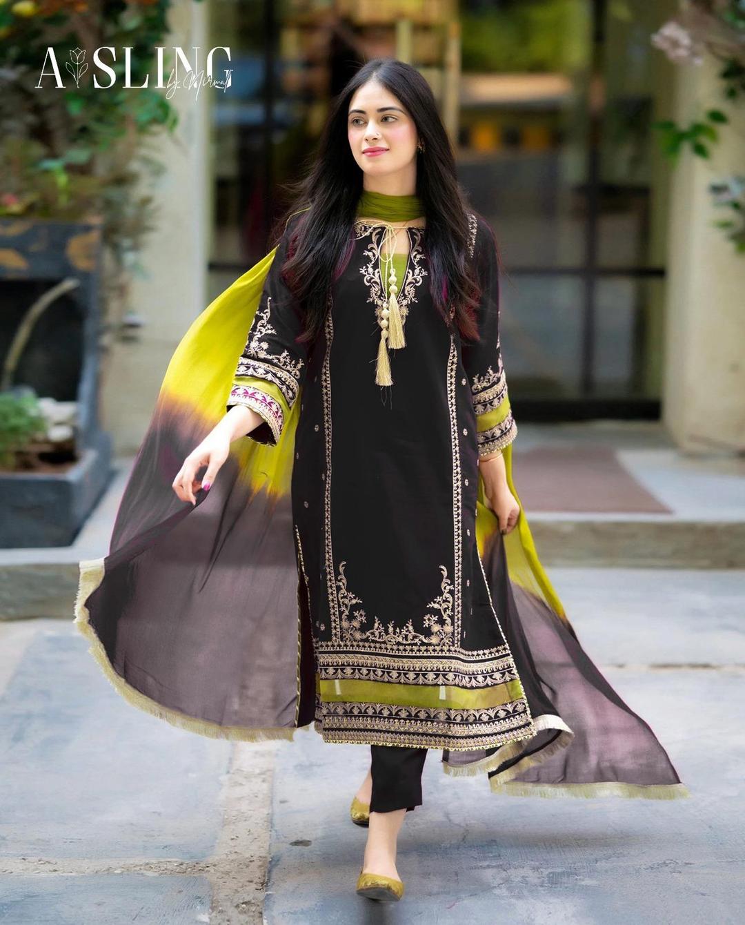 3Pcs Women's Unstitched Embroidered Suit