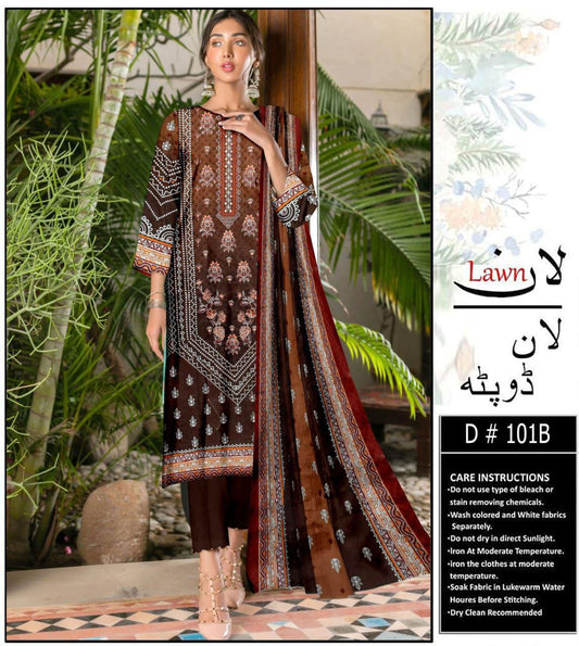 Unstitched 3Pcs Lawn Suit