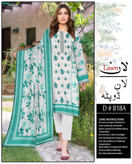 Unstitched 3Pcs Lawn Suit